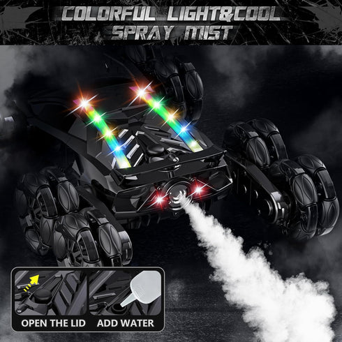 8WD Car,2.4GHz 5-7 OSIMILY Remote Control Gesture Sensing RC Stunt Car,Cool Spray Rotation RC Car with Lights