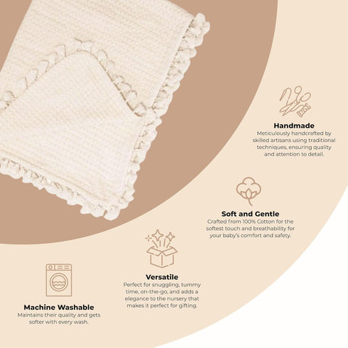 Crane Baby Birch Waffle Knit Blanket, Soft Cotton Nursery and Stroller Blanket, 100% Cotton, 36" x 36" by Crane Baby