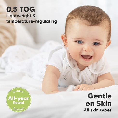 1-Pack 100% 0.5TOG 6-18 Organic Baby Sleep Sacks, Cotton - Soft & Breathable Baby Wearable Blanket, Toddler Sleeping