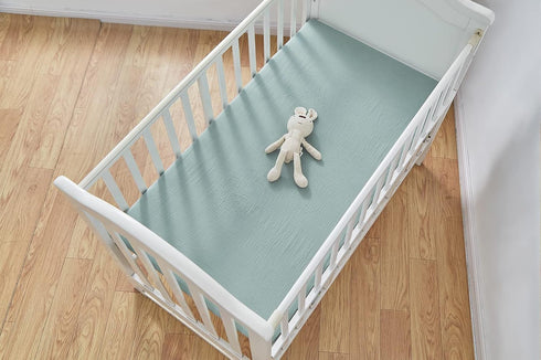 Muslin Crib Sheets for Baby Boys Girls, Neutral Fitted Mattress Sheet for Standard Crib Toddler 28” x 52” (Sage Green)