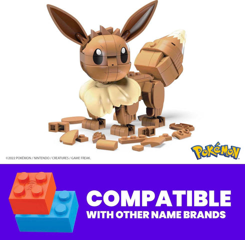 Build & Show Eevee Mega Pokémon Building Toys Set, 215 Pieces, 4 Inches Tall, Articulated for Kids