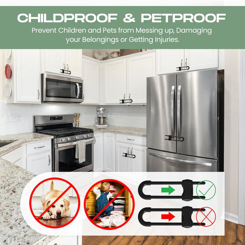 Jetec 10 Pieces Adjustable Cabinet Locks for Babies, U-Shaped Childproof Latch for Kitchen Door Storage Cupboard