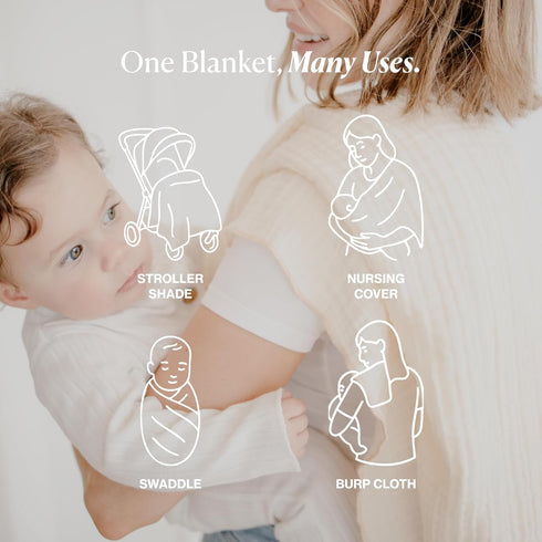 (47 47 Toddlekind Kind Cloth Organic Cotton Muslin Baby Blanket in) Multi-Use Swaddle, Nursing Cover & Stroller Blanket