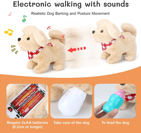 Sotodik Set Set-Walking Pet Care Play Electric Vet Play ,Barking,Tail Wagging Little Plush Dog Grooming Toys with Puppy