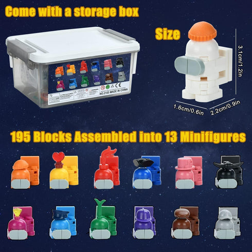 Werewolf Kill Space Kill Game (195pcs) with 13 Alien Figures, Imposter Building Blocks Toys for Kids and Fans