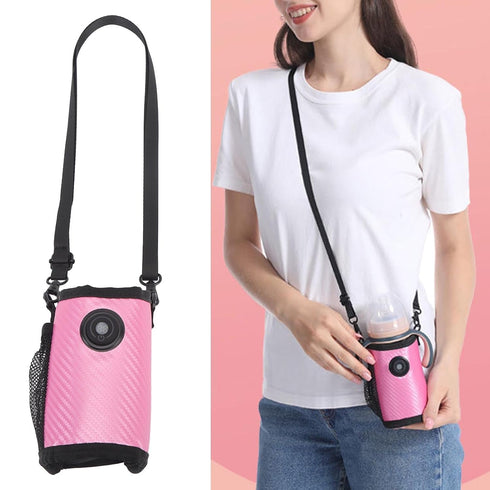 Culnflun Milk Bottle Warmer Bag, Digital Display Constant Temperature Adjustable Baby Bottle Warmer, Insulated Portable