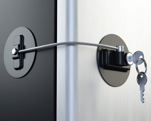 MUIN Highly Secured Refrigerator Lock with Key – Mini Refrigerator Door Lock for Children and Adults (Black)