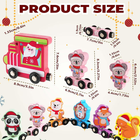 2025 Set, 24 Countdown Train Advent Calendar for Toddlers Kids - Magnetic Wooden Animal Train Gift Days Christmas