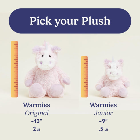 warmies Junior Microwavable & Weighted Stuffed Animals, Unicorn - Heated Stuffed Animal Plushie for Warmth & Comfort