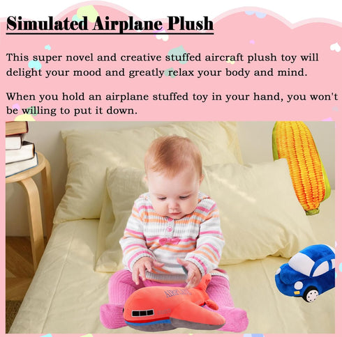 15.7" zhidiloveyou Airplane Plush Red Stuffed Plane Toy Aircraft Hug Pillow Gifts for Kids