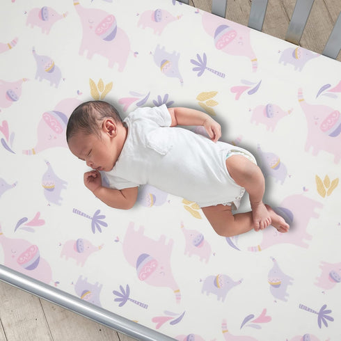 Bedtime Originals Jungle Animals Fitted Crib Sheet - White