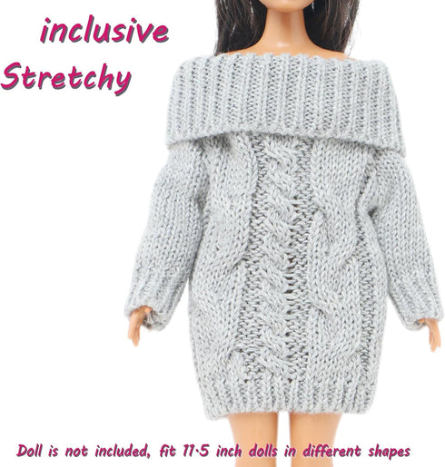 BJDBUS Winter Turtleneck Sweater Clothes for 11.5 inch Girl Doll Accessories (Grey)