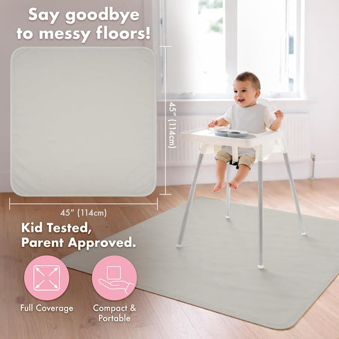45" 45 BapronBaby Minimalist Champagne Splash Mat - Waterproof Catch-All for Under High Chairs, Floors, Tables