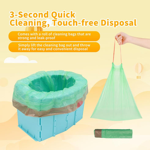 Portable Potty for Toddler Travel, Reusable Foldable Potty Training Toilet with Travel Bag and Liners, On the Go Potty
