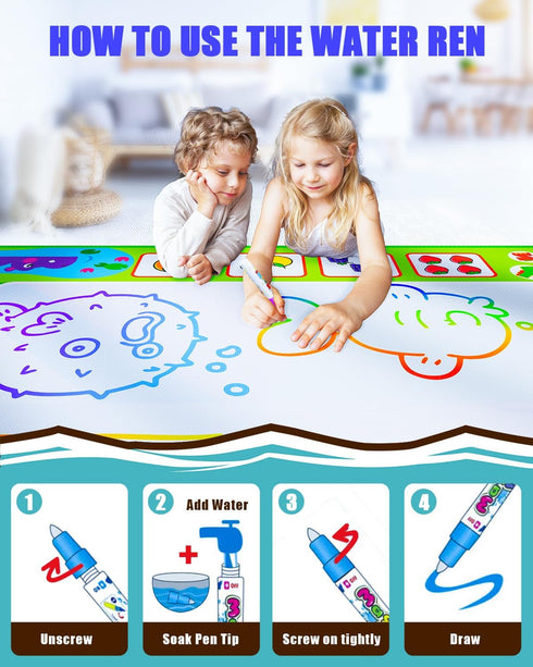 2 1 Mat,60 40 Inch Backpack,Hopscotch 3-12 in Water Doodle x Extra Large Drawing Mat with Rug Design on
