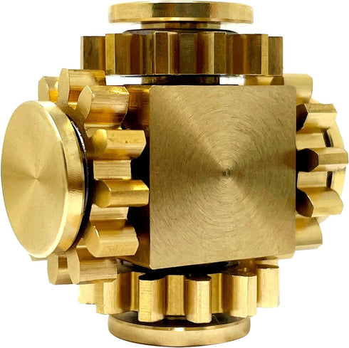 Pure Brass Cube Gears Linkage Fidget Spinner Toys, Ideal Gift for ADHD/ADD/Autism to Relieve Stress & Promote Focus