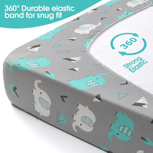 Pack 2 Pack Set, n Play Sheets, BROLEX Mini Crib Sheets,Stretchy Portable Fitted Playard Sheet Convertible Playard