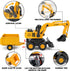 3 1 3-5, Playset Kids Construction Toys for Boys - in Excavator, Crane and Dump Trucks with Road Signs for Toddlers