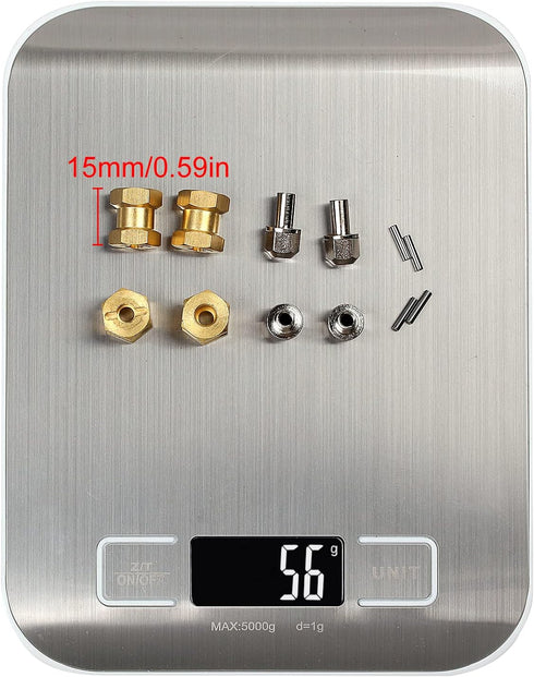 INJORA RC Hex Hub 12mm Brass Wheels Hex Hub Extension for 1/10 RC Crawler Axial SCX10 90046 D90