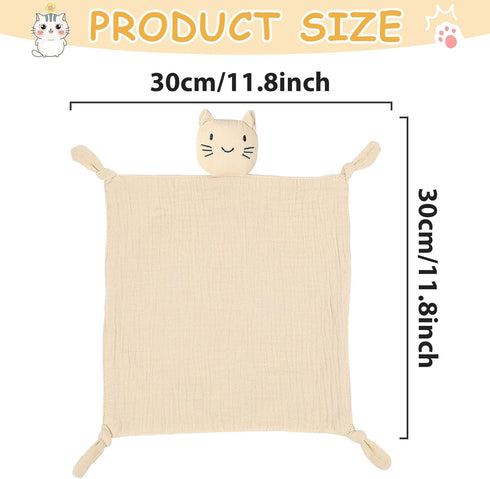 Cat Loveys for Baby Muslin Baby Security Blankets for Babies Soft Breathable Cotton Cat Baby Snuggle Animals for Newborn for Boys and Girls Neutral by Naozinebi