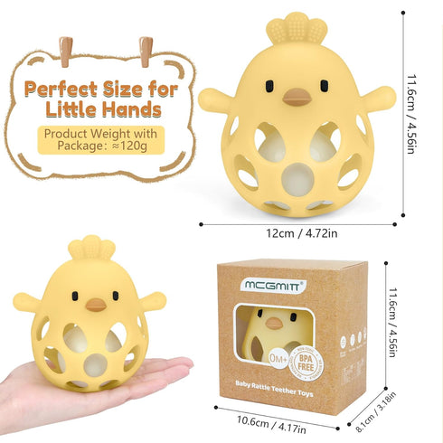 3-6 0-12 MCGMITT Baby Teething Toys for Months, Easy Grasp Silicone Infant Rattle Teether Toy for Months, BPA-Free Food