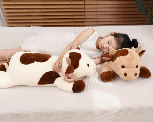 25.6 inch 5 lbs Cow Weighted Stuffed Animal Large Plush Toy Pillow Cute Kawaii Gifts for Kids Adults