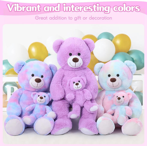 Tezituor Giant Teddy Bear Stuffed Animal 39in, Large Mommy Bear with Baby, Gift for Kids, Girlfriend on Special