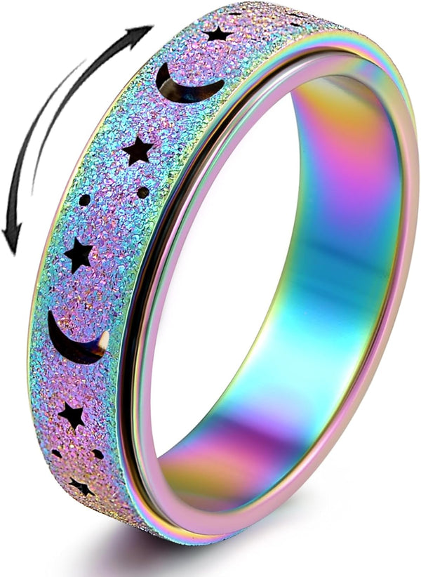Anxiety Relief Ring Fidget Spinner Ring Stress Relief Toy Stainless Steel Spinner