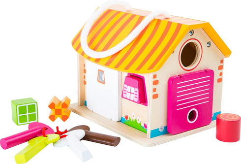 Playset 12+ (10315) Small Foot Wooden Toys Wood Shed with Keys Motor Skills Designed for Children Months, Multi
