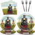96 Pcs Train Paper Plates and Napkins Party Supplies Steam Train Birthday
