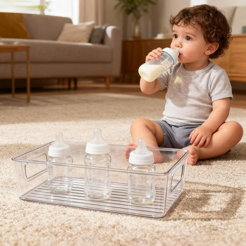 MAIDIWUDI 2Pack Cabinet,DrawerCounter,Kitchen,Refrigerator-Portable Clear Baby Bottle Organizer Portable Baby Bottle