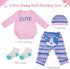 BABESIDE 4 Pcs Baby Doll Clothes Set for 17-22 Inch Reborn Dolls, Cute Cat Pattern Outfits for Girls