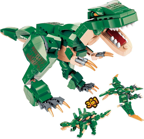 STEM 3 in 1 Dinosaurs Building Blocks Toys for Kids Age 6-10, Educational Compatible with Lego, Best Gifts for Boys