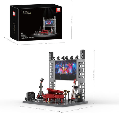 kadablok Sets, Set, 573PCS Rock Concert Building MOC Musical Instrument Building Blocks with Piano, Bass, Guitar & Drum