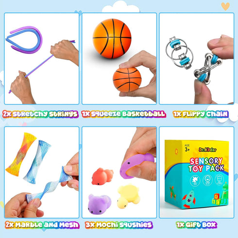 15Pack 5-7, 8-12, Fidget Toys Bulk for Adult Kids Age Sensory Autism Travel Must Have ADHD Autistic Figette Classroom