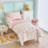 Joyreap 4 Set Set, Piece Cotton Toddler Bedding for Girls, Pink Flowers Design, Soft n Breathable Cotton Toddler