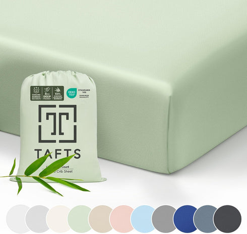 TAFTS 100% Viscose Bamboo Fitted Crib Sheets, Girls, Boys & Unisex, 8 Inch Deep Pocket, Standard Crib