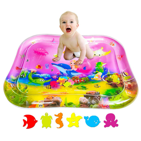 ZHUYNXIR Tummy 39.5x31.5 Extra Big Infant Toys, time Toys, Baby Pink Water Play mat, Fun Early Development Activity