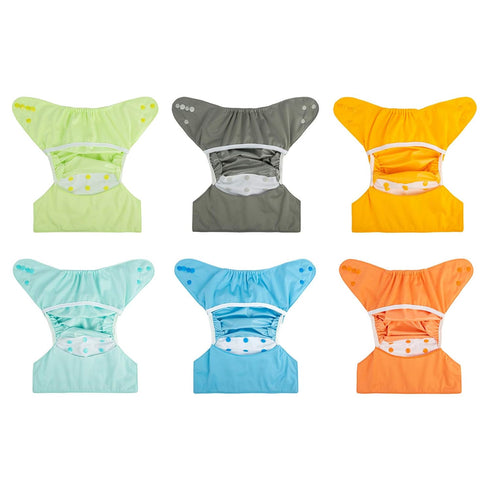 6 Pack Gussets, babygoal Cloth Diaper Covers with Wet Bag for Fitted Diapers and Prefolds with Double Adjustable