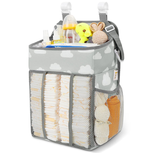Maliton Hanging Diaper Caddy Organizer, Diaper Stacker for Changing Table, Crib, or Wall Nursery Organization