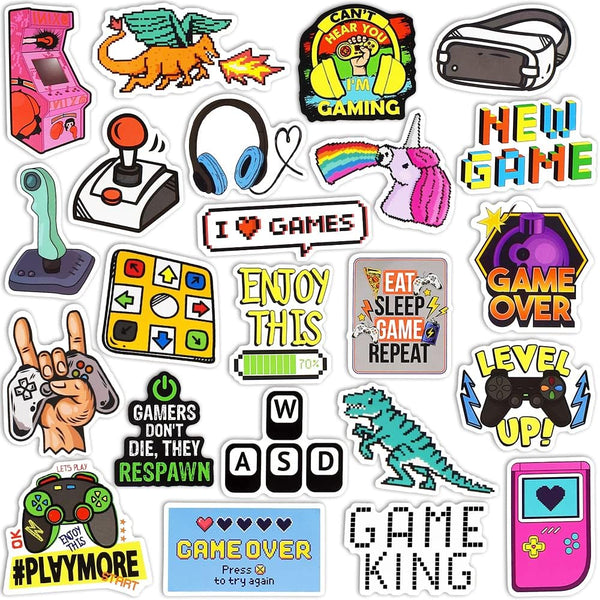Video Game Stickers Pack for Water Bottles, Adult Gamer, Laptop, Vinyl, Waterproof (50Pcs)