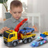15 Inch Set 8-10 Friction Powered Large Tow Truck Toy with Lights & Sounds, Movable Crane Arm, Tow Mater Tilt Ramp