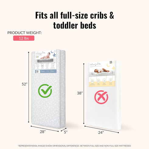 5 88 75% Dream On Me Nap Nest Crib and Toddler Mattress, Dual-Sided - Infants & Toddlers, Waterproof Mattress