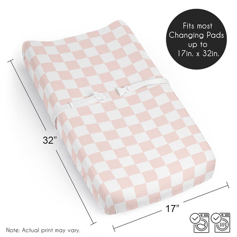 Sweet Jojo Designs Baby Changing Pad Cover Sheet (Pink Gingham Checkered Plaid) for Girls, Infant/Newborn Diaper Change