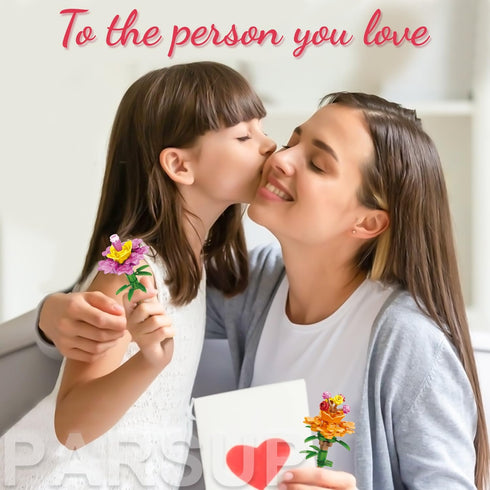 30PCS 6 PARSUP Valentines Day Gifts for Kids, Different Artificial Flower Building Block with Valentines Gift Boxes