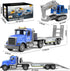 DOWELLIN 22" 3 4 5 6 7 8 Transports Trucks Kids Toys, Large Semi Truck Toy Carrier and Excavator Truck