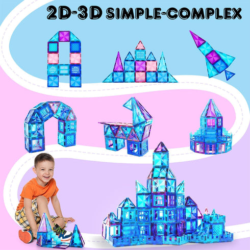 116PCS 3D 3 4 5 6 7 8 (116 AFUNX Magnetic Tiles, Magnet Building Blocks, Diamond Magnetic Blocks, Construction Stem