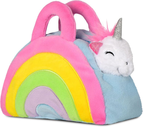 iscream Rainbow Friends Plush 11" Rainbow Tote and Unicorn with Embroidered Accents for All Ages