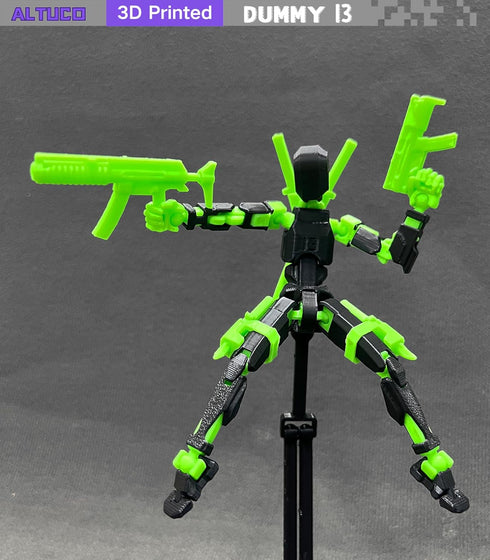(Assembly Completed) 5.5 Inch 3D Printed T13 Action Figure with Multiple Accessories, Multi-Jointed Movable Black Dummy