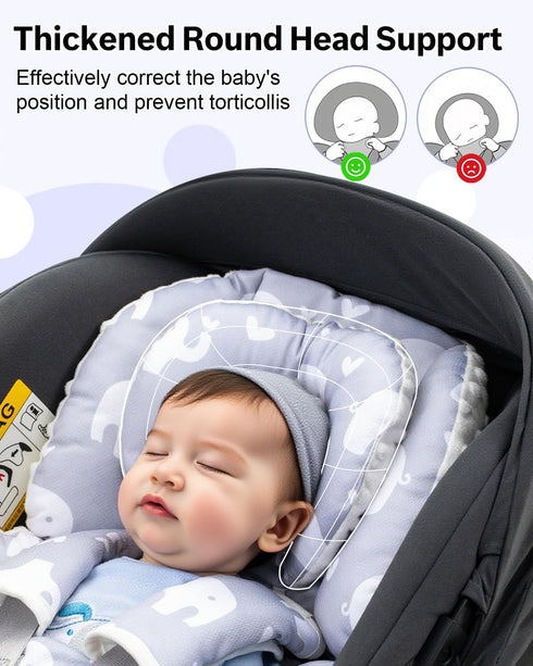 Set, Baby Car Seat Head Support with Extra Headrest, Adjustable Infant Car Seat Insert with Shoulder Pads Breathable